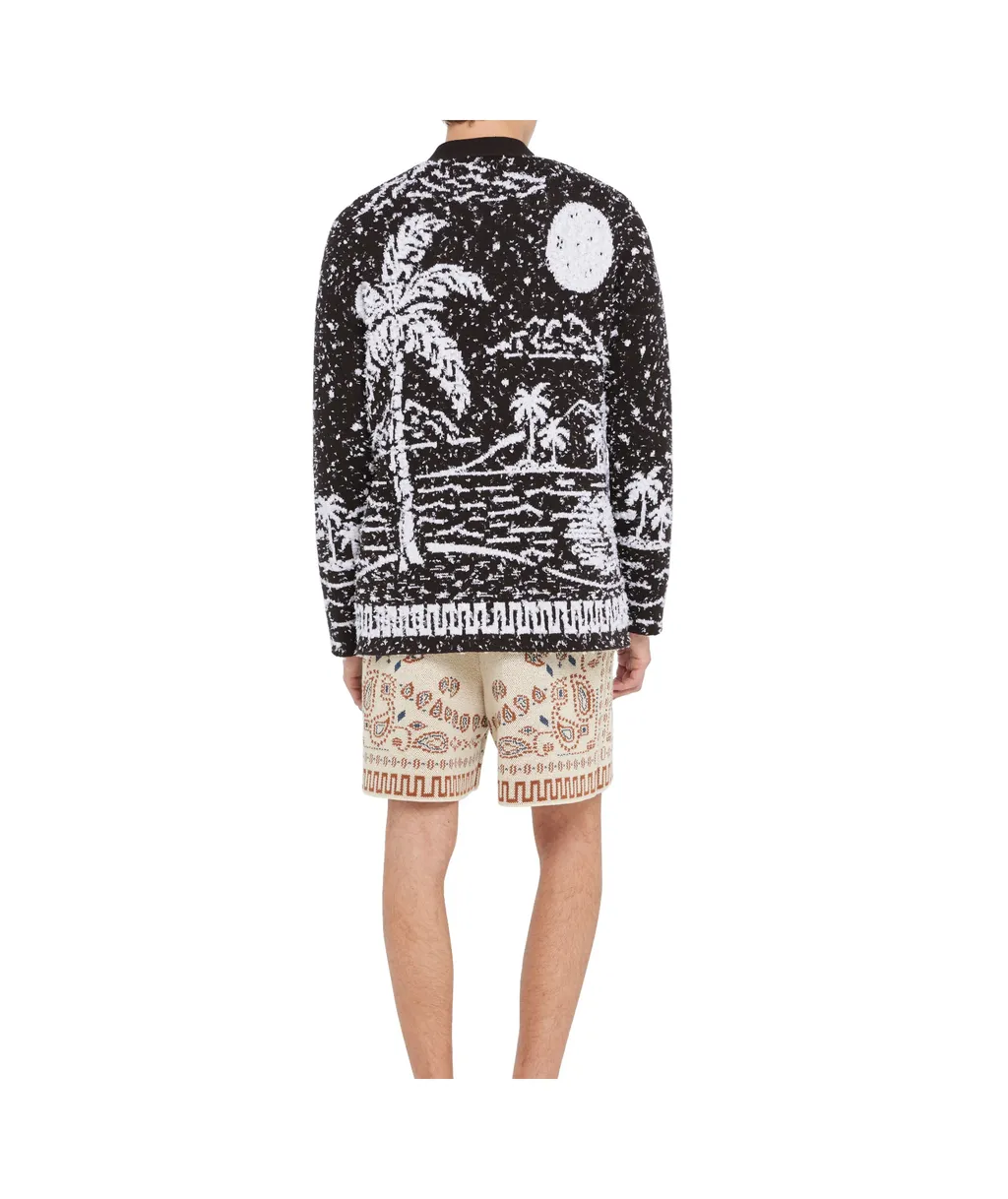 Ocean Whispers Palm-Tree Graphic Cardigan