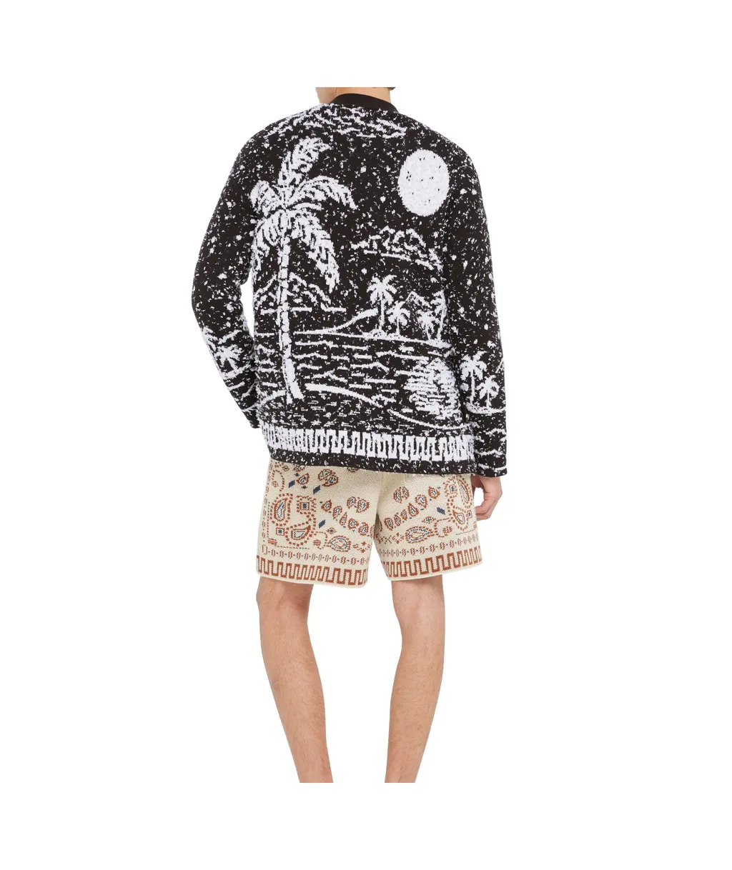 Ocean Whispers Palm-Tree Graphic Cardigan