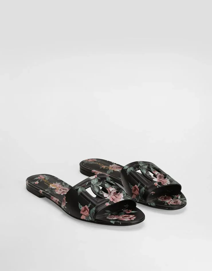 Dolce & Gabbana Rose Printed Flat Slippers