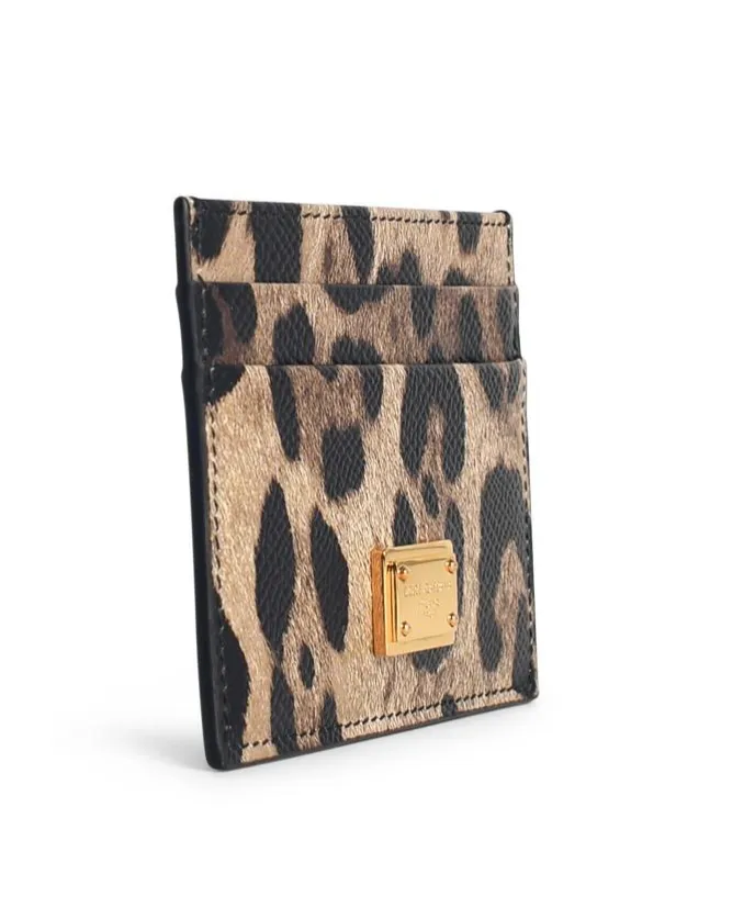 Leopard-Print Logo-Plaque Cardholder
