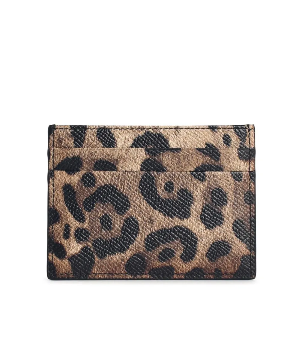 Leopard-Print Logo-Plaque Cardholder