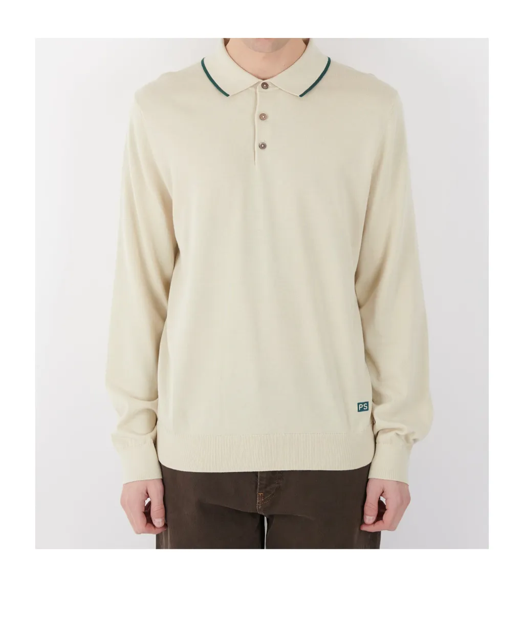 Long-Sleevedknittedpoloshirt