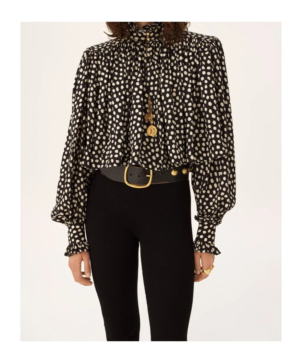 Chloé Maxi Gathered High-Neck Blouse