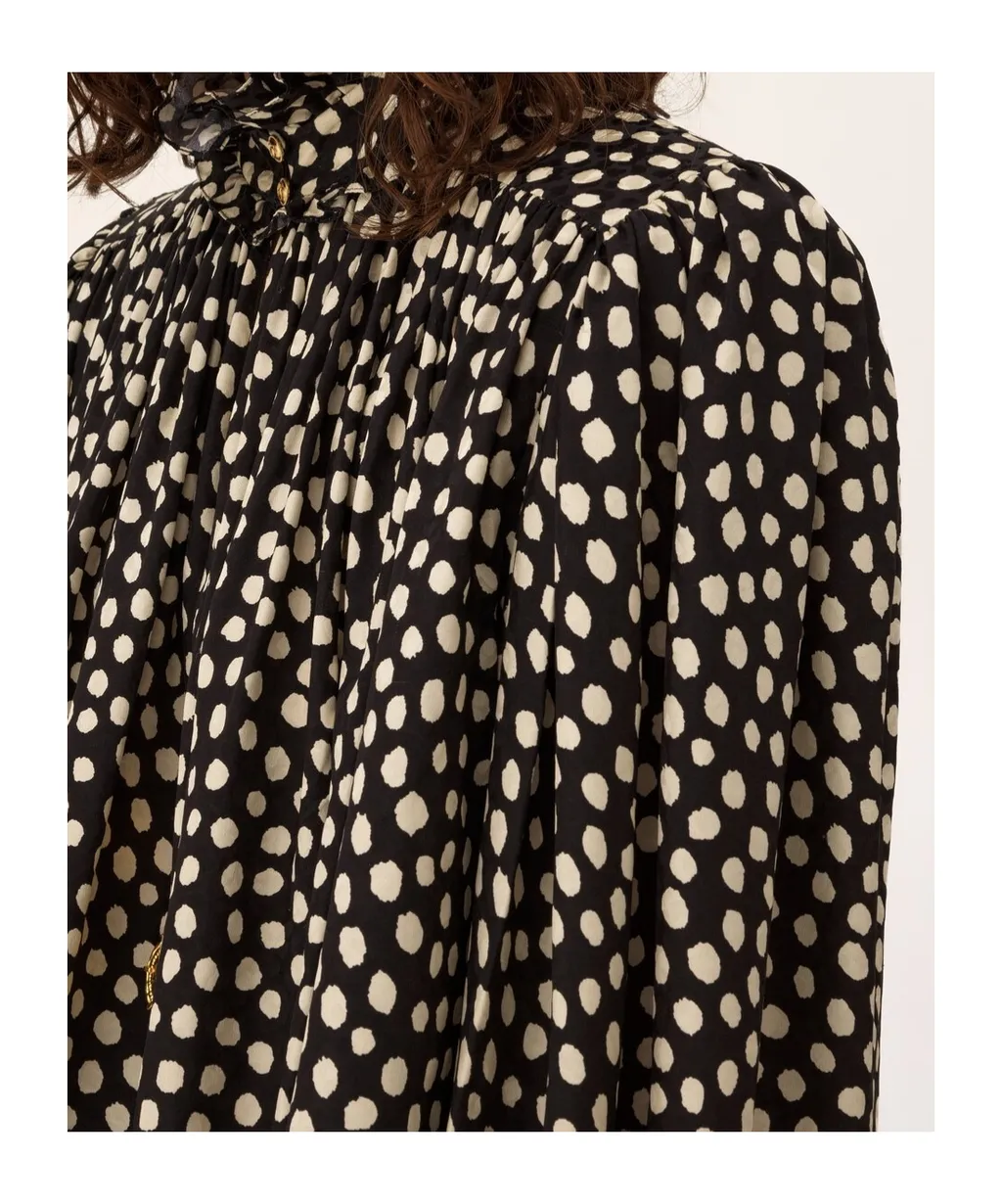 Chloé Maxi Gathered High-Neck Blouse