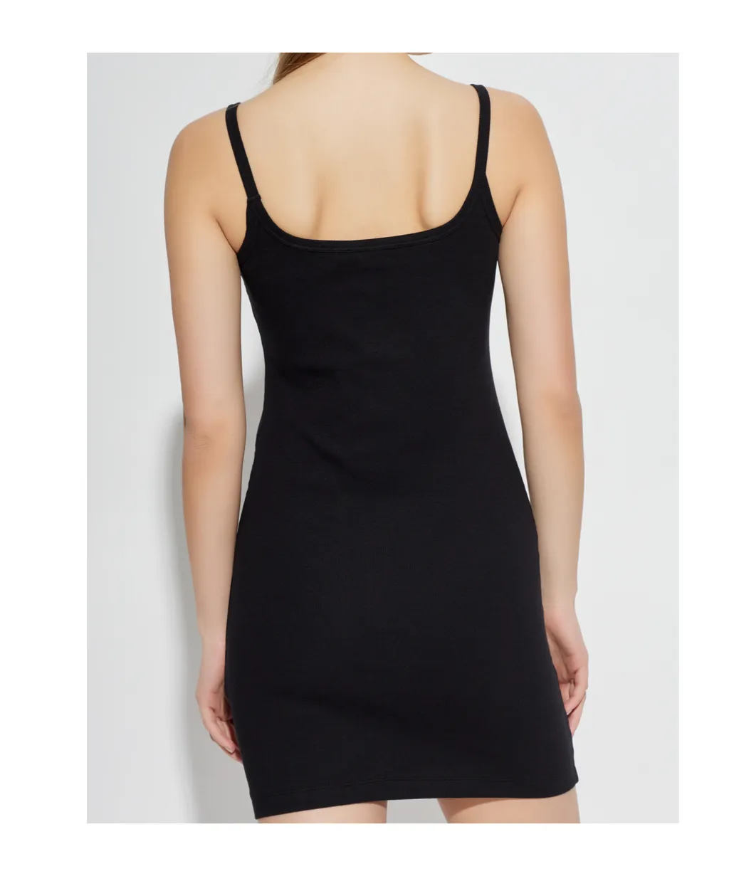 Versace Logo Embroidered Ribbed Mini Dress