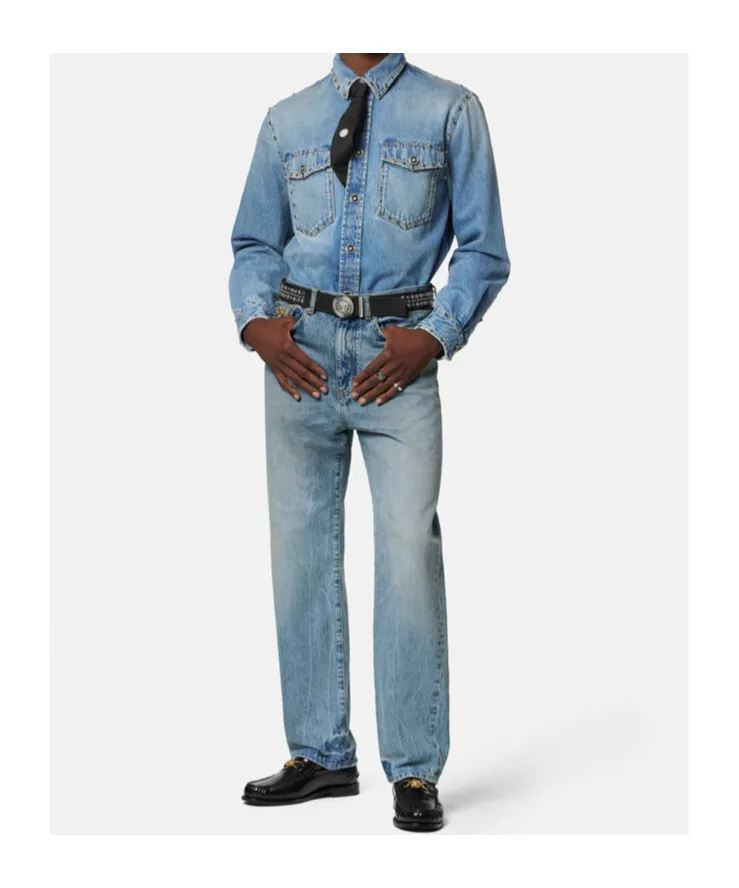 Versace Embellished Denim Overshirt