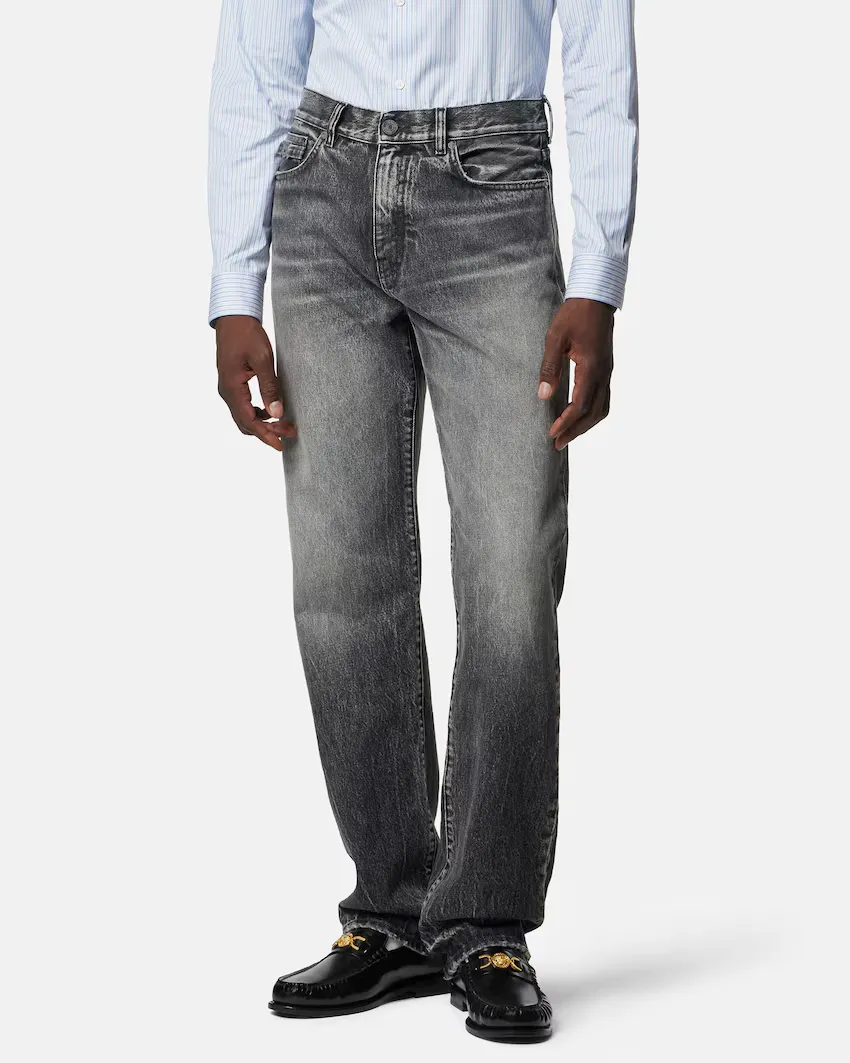 Versace Logo-Patch Loose Jeans