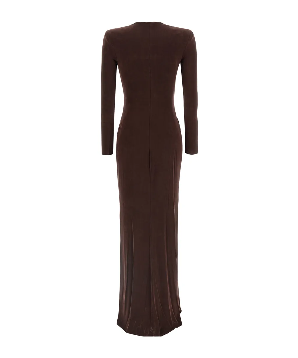Elisabetta Franchi Plunging V-Neck Red Carpet Dress