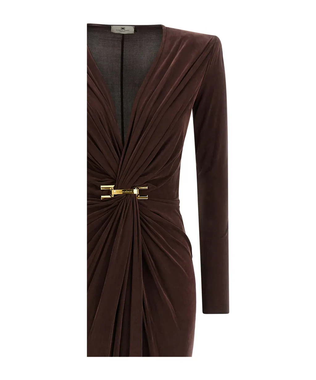 Elisabetta Franchi Plunging V-Neck Red Carpet Dress