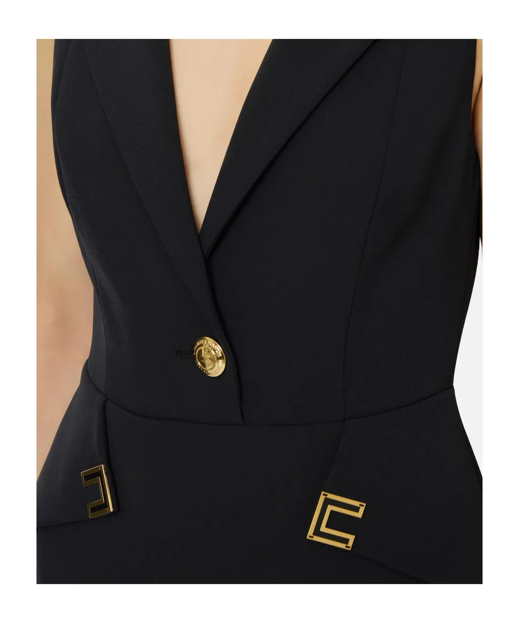 Mini Dress In Double Layer Stretch CrÊPe Fabric With Logo Details