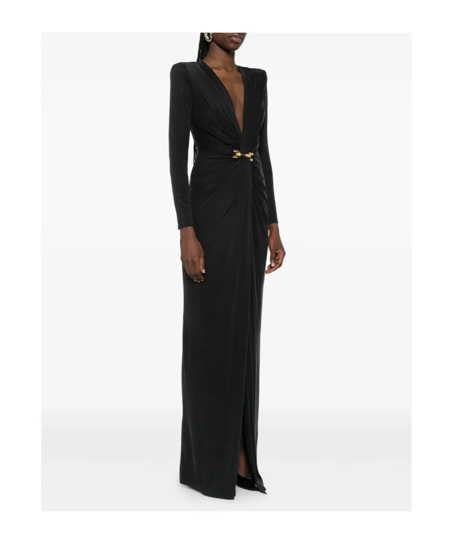 Elisabetta Franchi Plunging V-Neck Red Carpet Dress