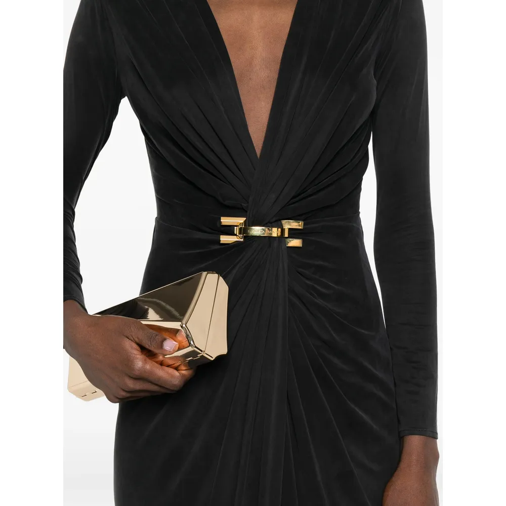 Elisabetta Franchi Plunging V-Neck Red Carpet Dress