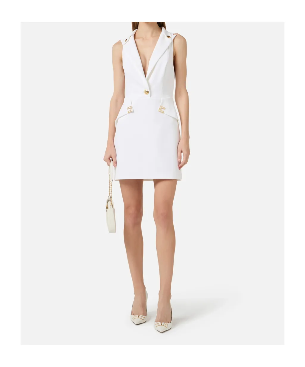 Mini Dress In Double Layer Stretch CrÊPe Fabric With Logo Details