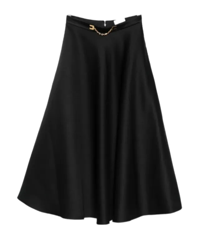 Chain-Embellished Midi Skirt