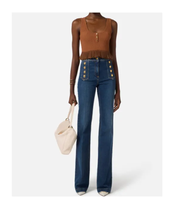 Elisabetta Franchi Palazzo Buttons Jeans