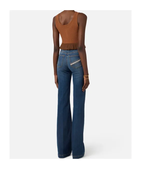 Elisabetta Franchi Palazzo Buttons Jeans