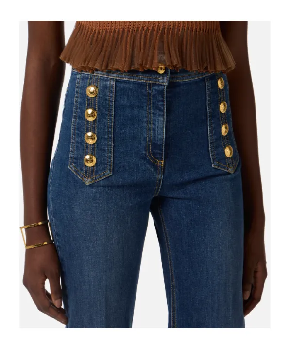 Elisabetta Franchi Palazzo Buttons Jeans