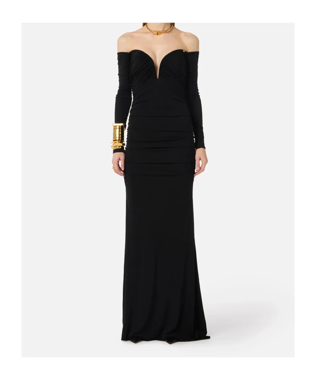 Elisabetta Franchi Off-Shoulder Maxi Dress