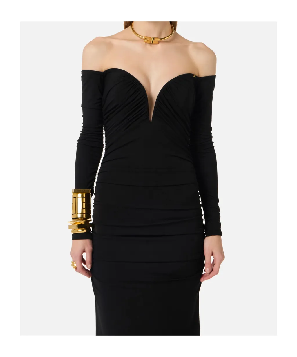 Elisabetta Franchi Off-Shoulder Maxi Dress