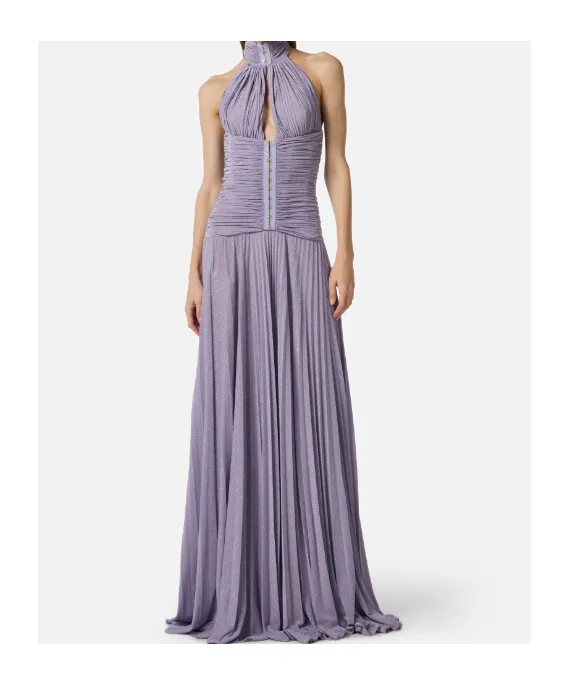 Elisabetta Franchi Lamé-Effect Jersey Red Carpet Dress