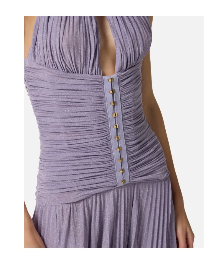 Elisabetta Franchi Lamé-Effect Jersey Red Carpet Dress