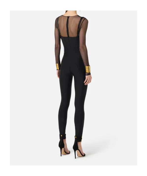 Elisabetta Franchi Tulle Long-Sleeved Jumpsuit