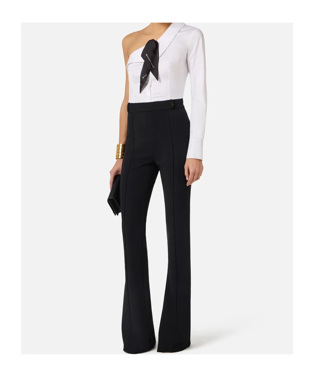 Elisabetta Franchi Logo Charm Flared Pants
