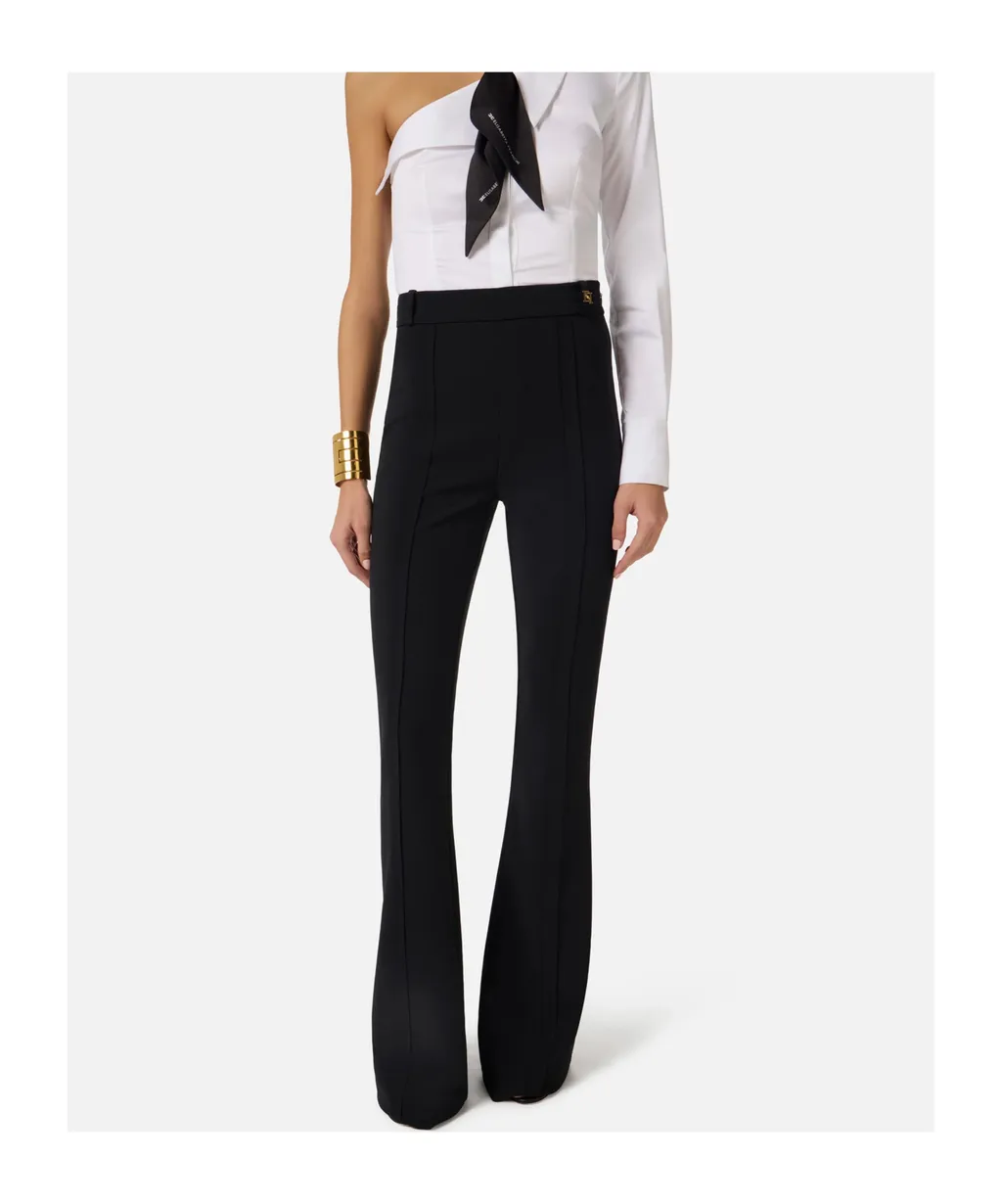 Elisabetta Franchi Logo Charm Flared Pants