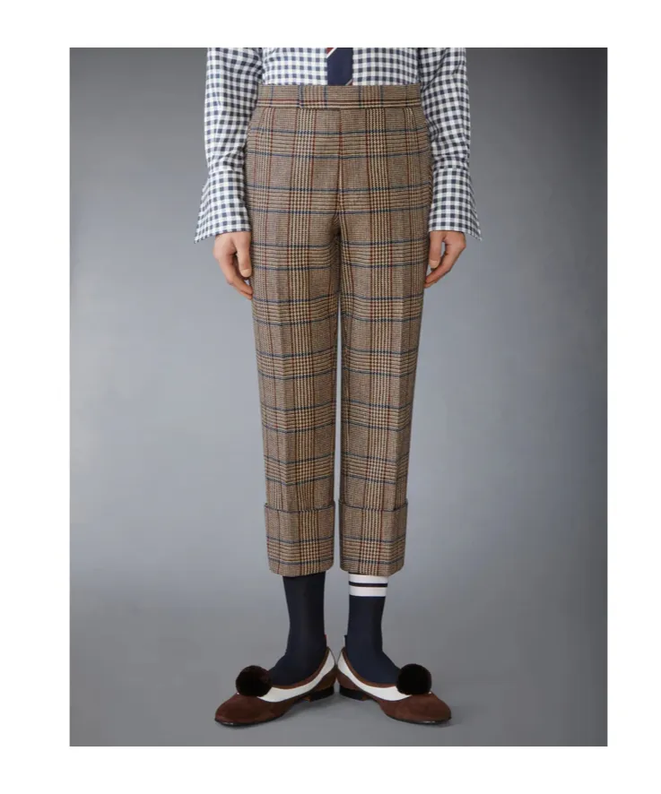 Backstrap Check-Print Trousers