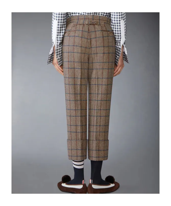 Backstrap Check-Print Trousers
