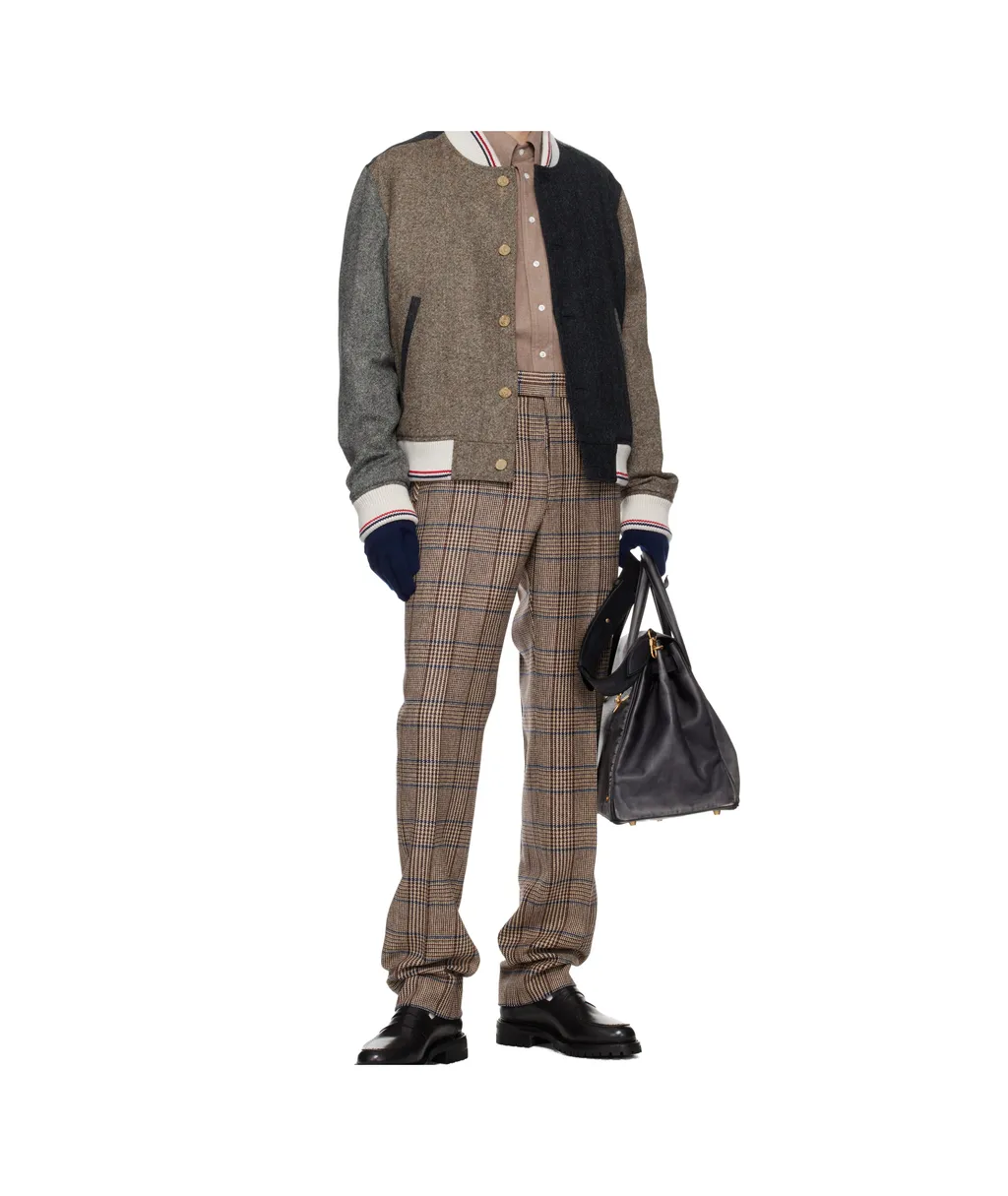 Backstrap Check-Print Trousers