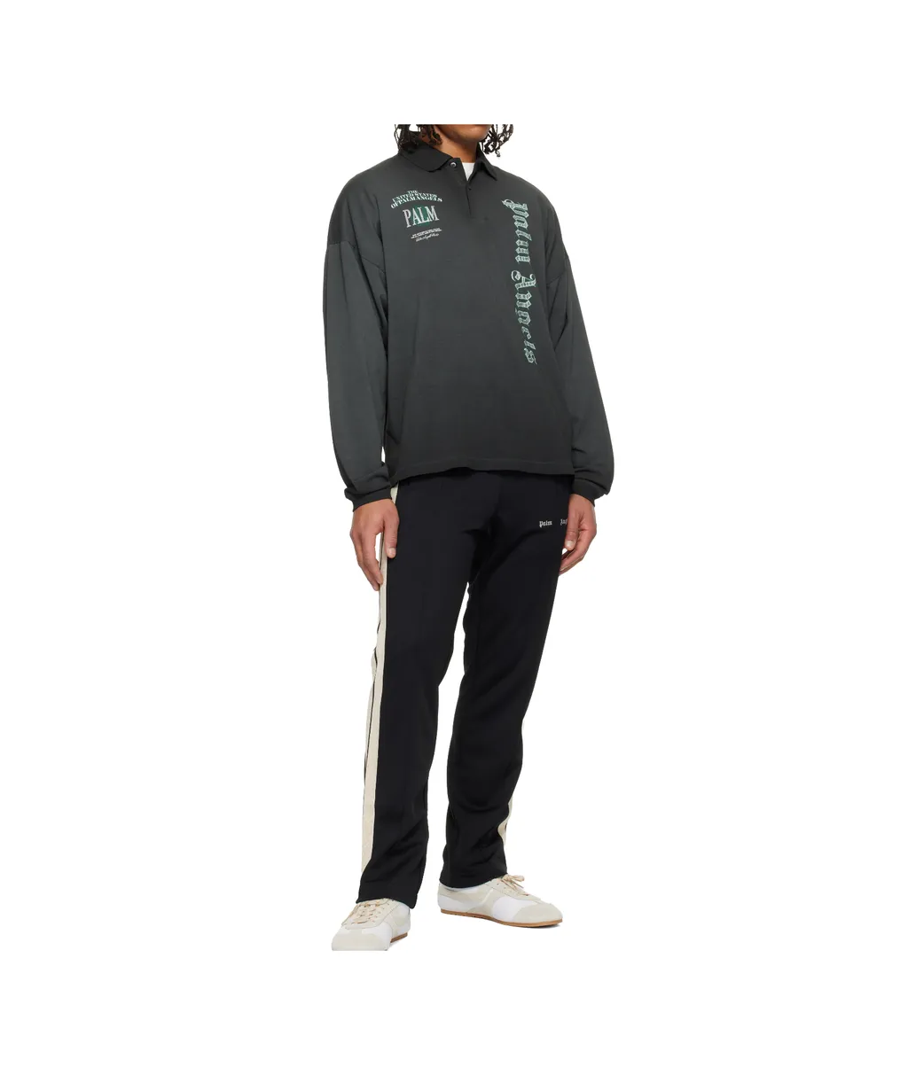 Palm Angels Logo Printed Long-Sleeved Polo Shirt