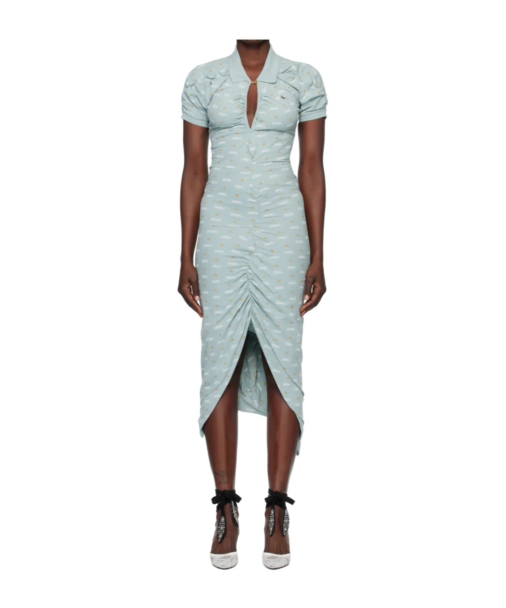 Printed Pleated Midi Dress