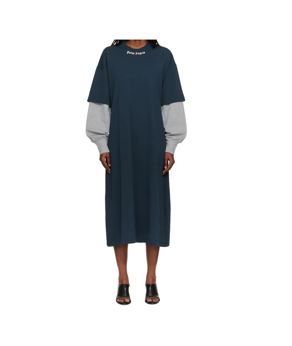 Curved Logo Layered Midi Dress