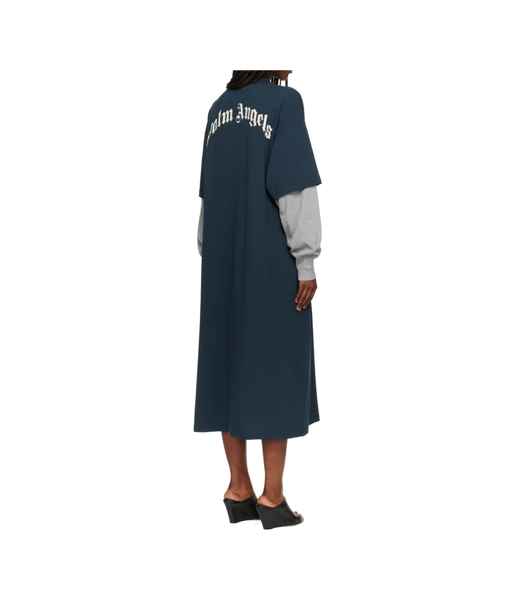 Curved Logo Layered Midi Dress