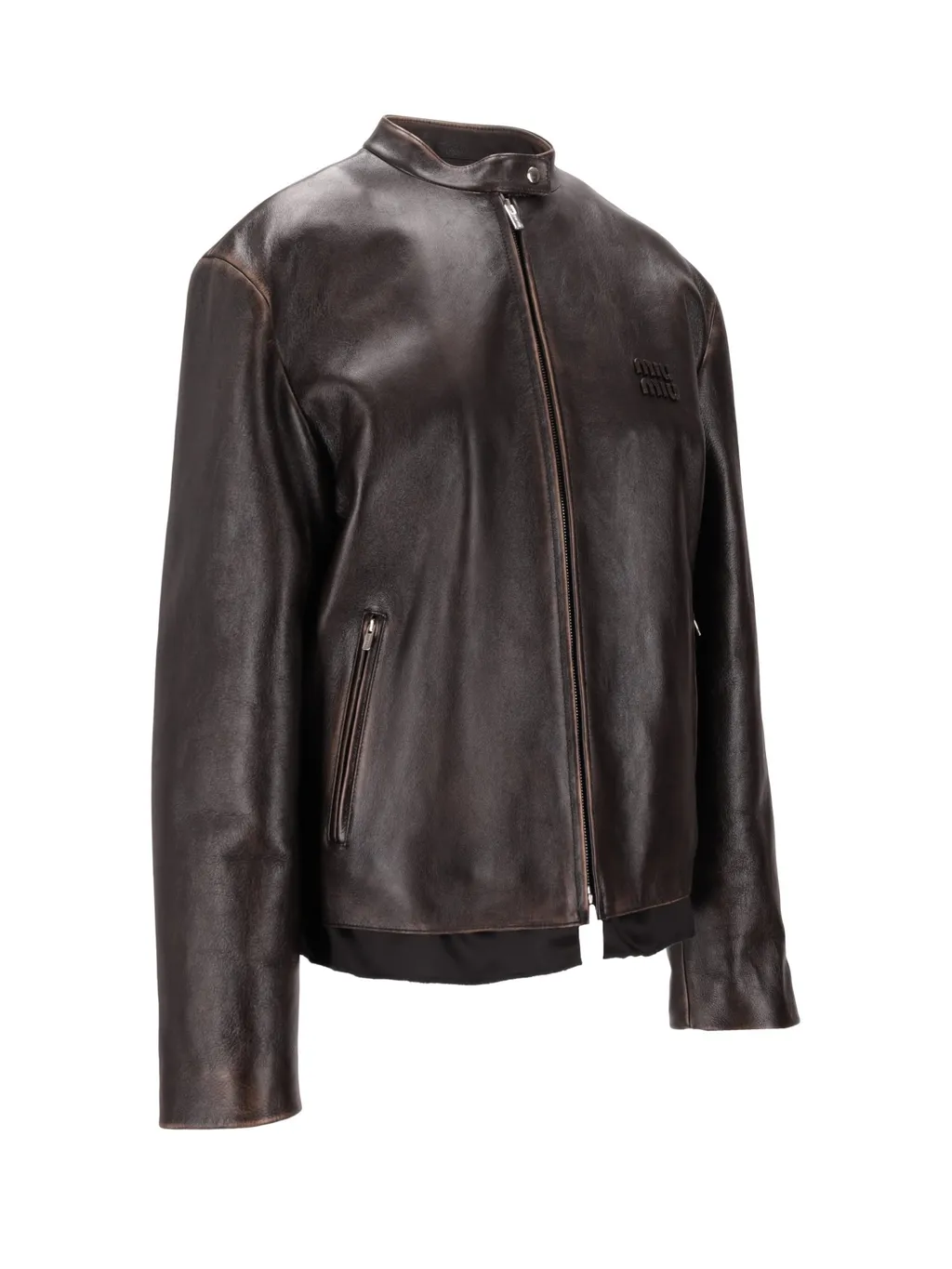 Long-Sleeved Leather Jacket