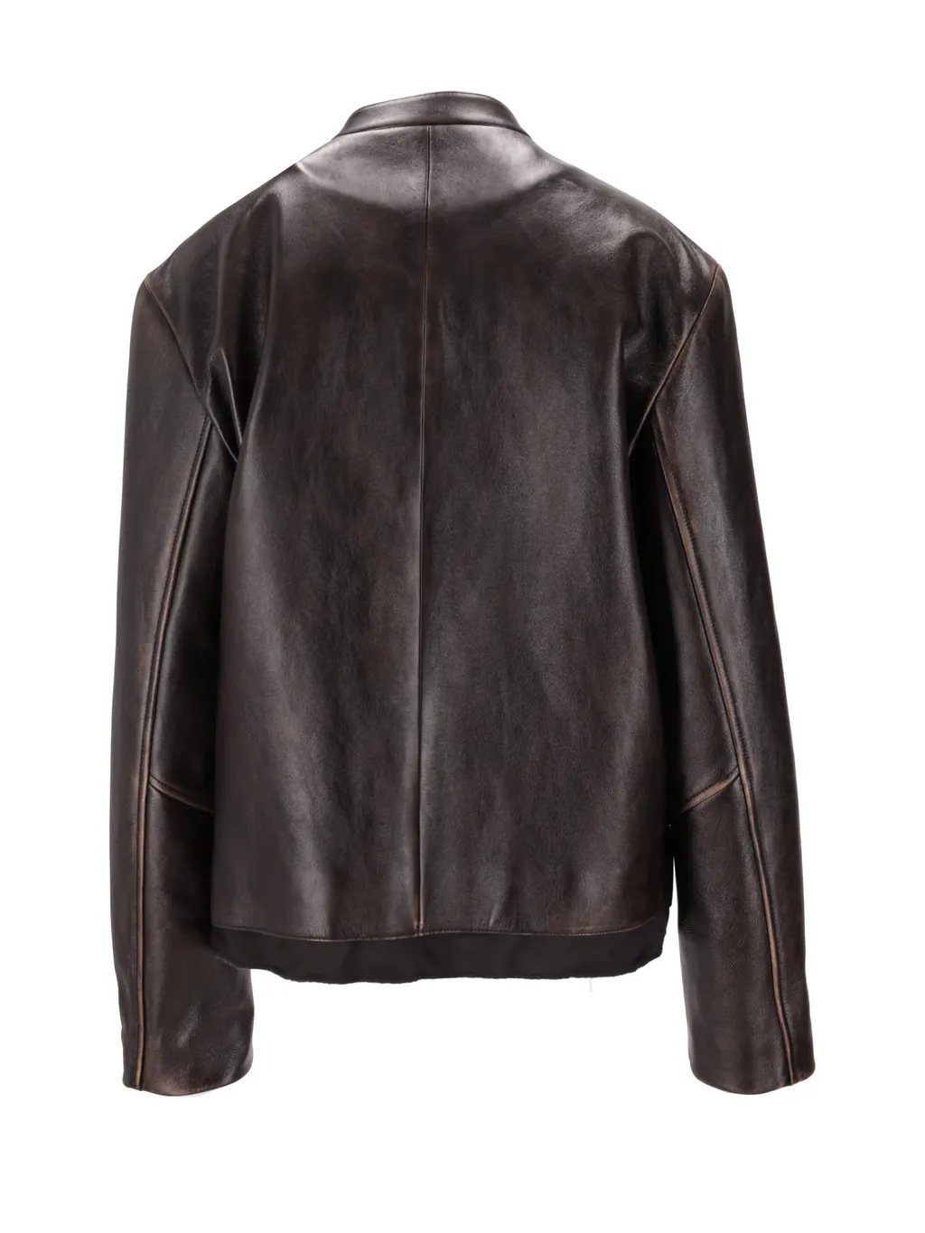 Long-Sleeved Leather Jacket