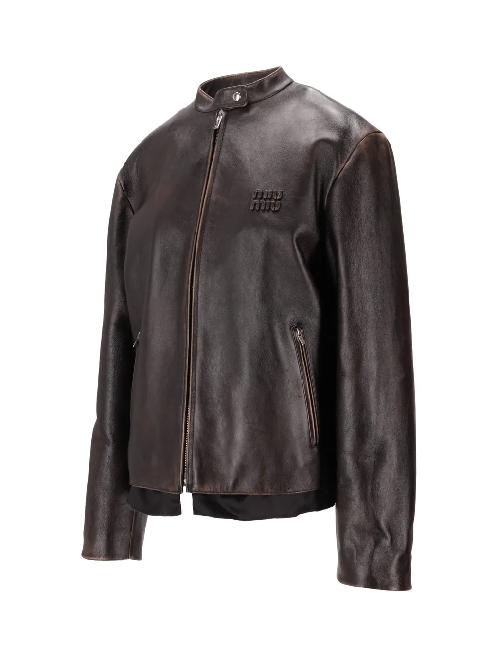 Long-Sleeved Leather Jacket
