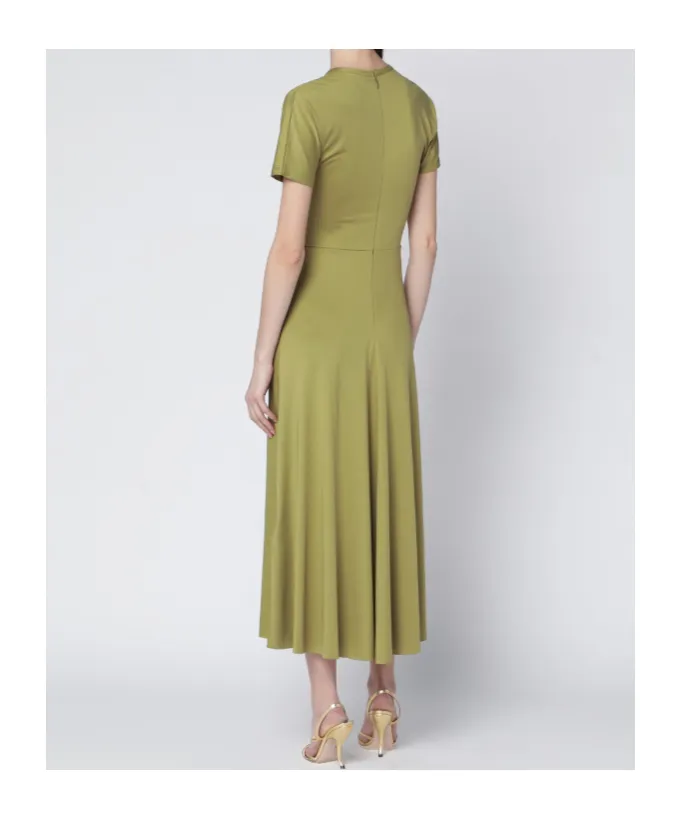 Gathered Waist Midi Dress With Knotted Detail