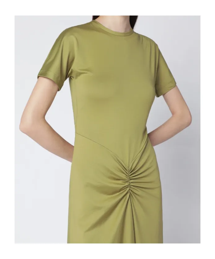 Gathered Waist Midi Dress With Knotted Detail
