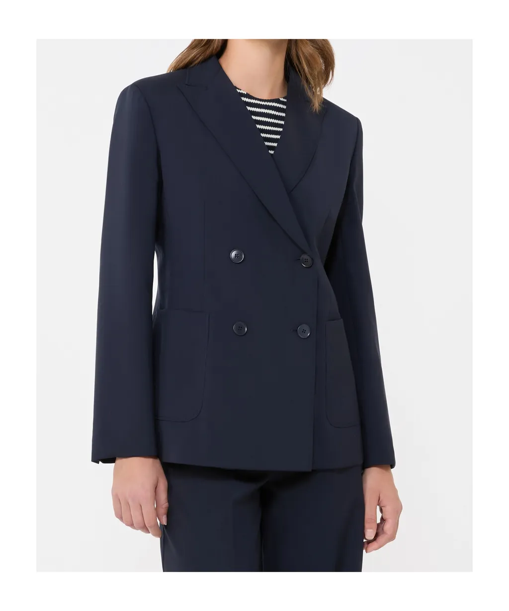 Double-Breasted Stretch Wool Blazer