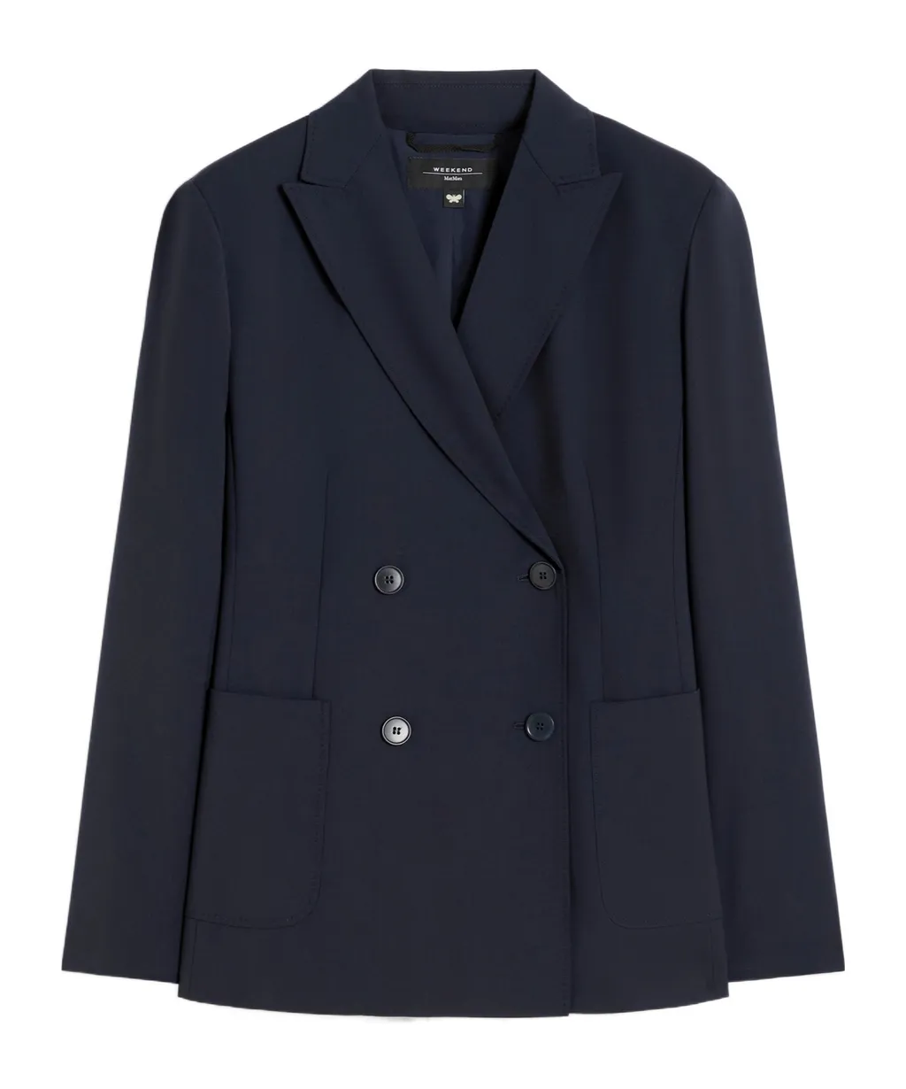 Double-Breasted Stretch Wool Blazer