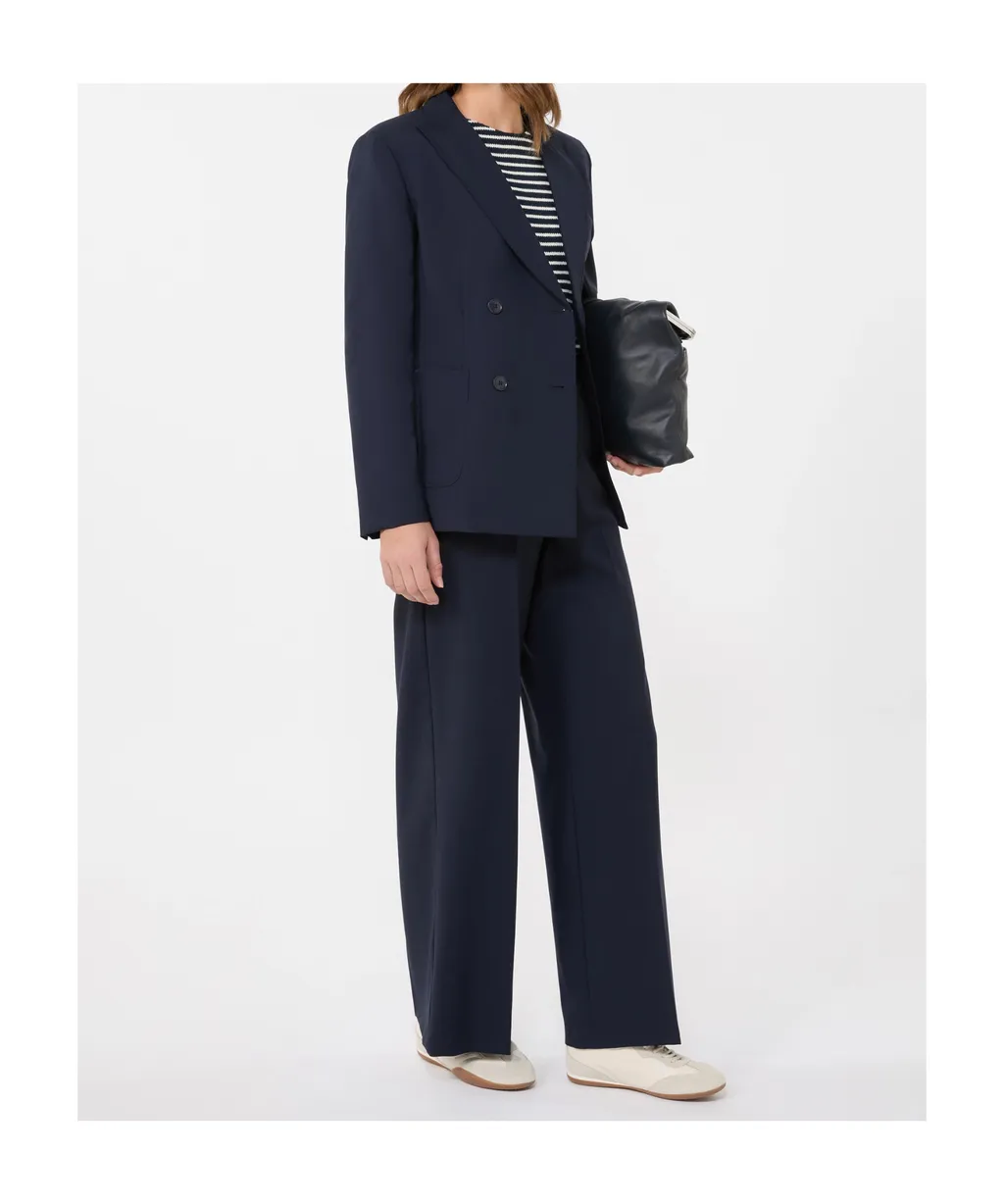 Double-Breasted Stretch Wool Blazer