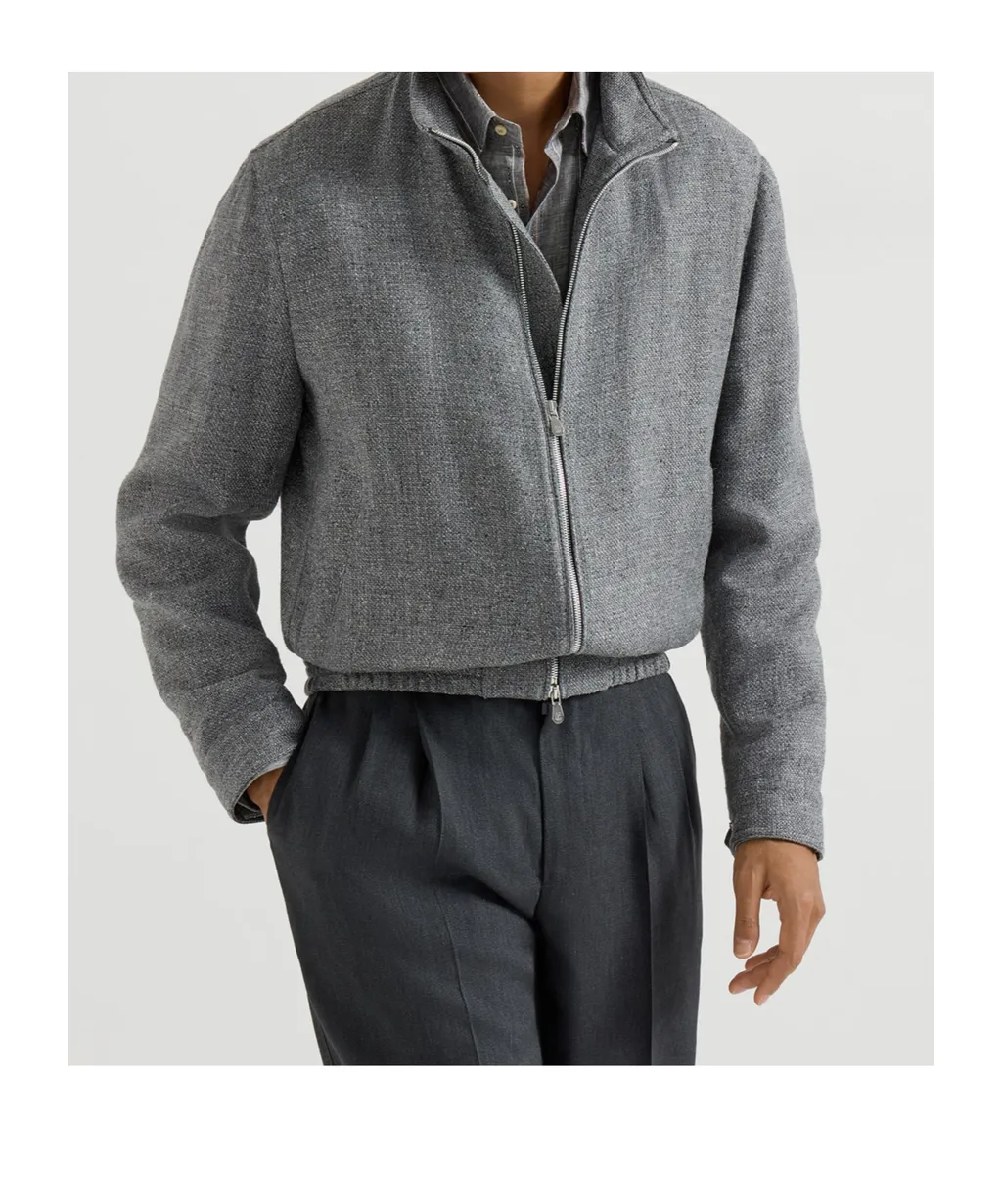Stand Collar Hopsack Outerwear Jacket