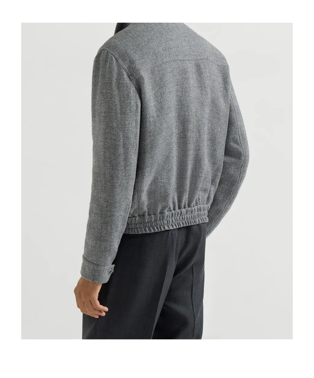 Stand Collar Hopsack Outerwear Jacket