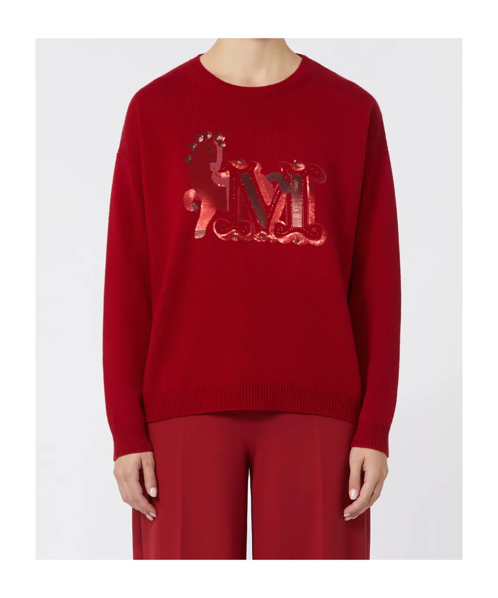 Oversized Wool And Cashmere Sweater - Dark Red