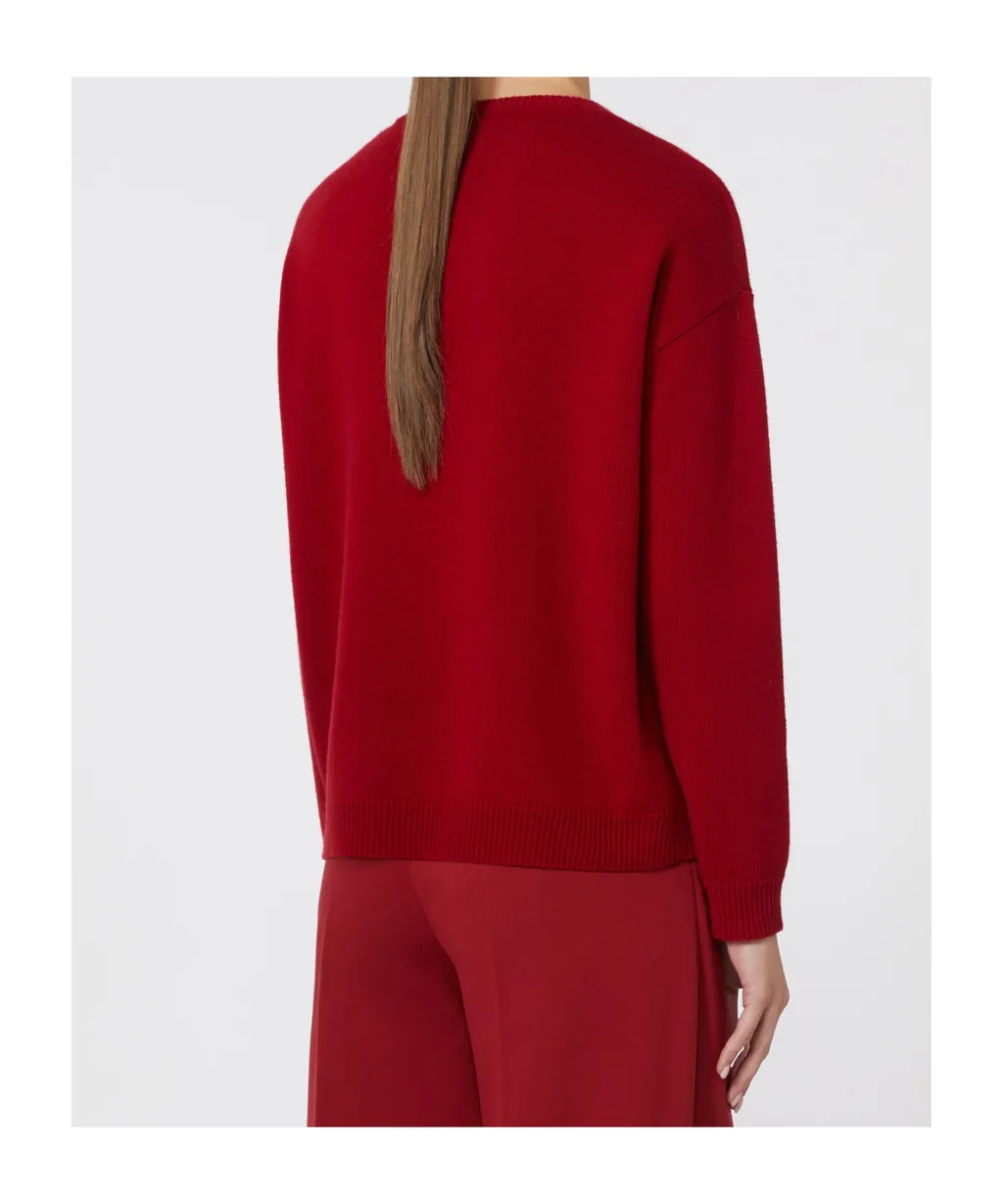 Oversized Wool And Cashmere Sweater - Dark Red