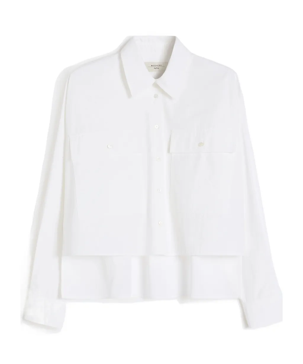 Asymmetrical Washed Cotton Shirt - White