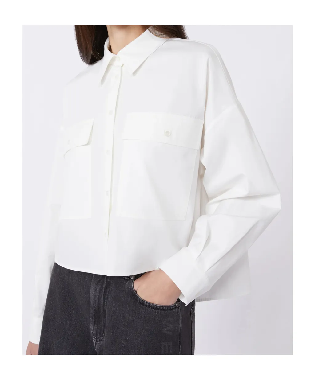Asymmetrical Washed Cotton Shirt - White