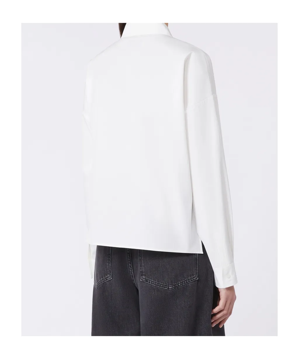 Asymmetrical Washed Cotton Shirt - White